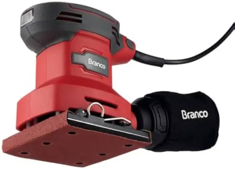 Lixadeira Orbital Quadrada Branco 240W 100x100mm Potente para Acabamentos Precisos