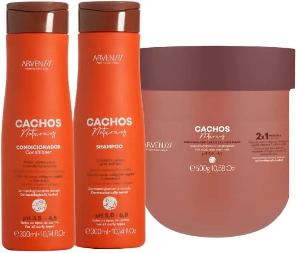 Kit Arvensis Cachos Naturais Shampoo + Condicionador 300ml + Máscara 2x1-450g
