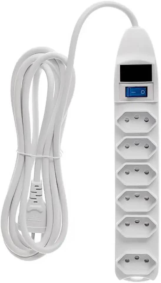 Filtro de Linha Profissional com 6 Tomadas, Protetor de Surtos Elétricos para Equipamentos Eletrônicos