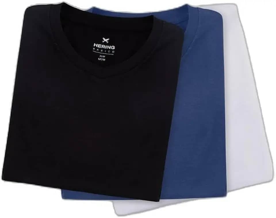 Kit Com 3 Camisetas Masculinas Básicas Slim Gola V