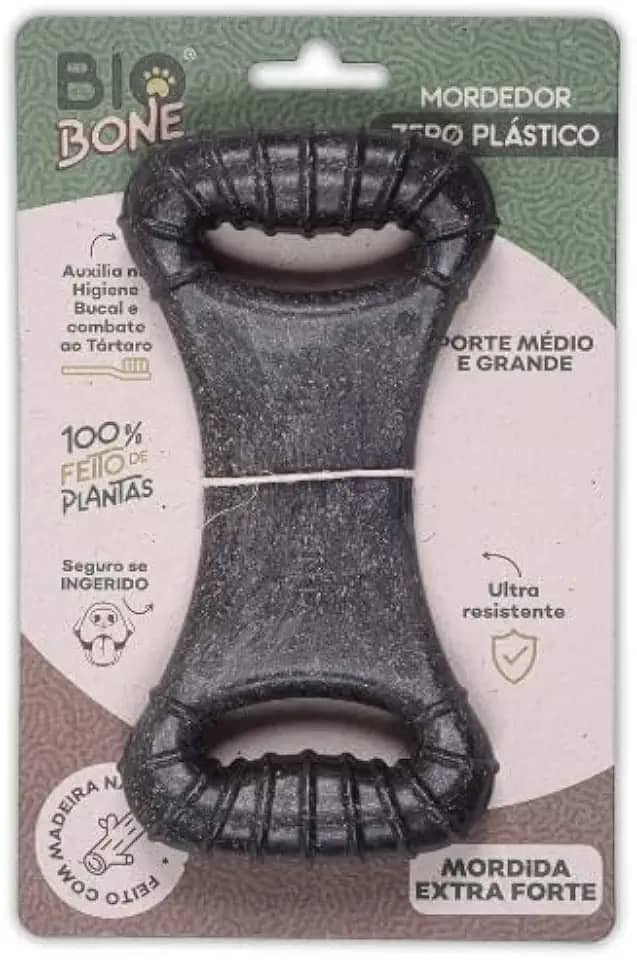 Mordedor Natural Biobone Osso Brinquedo Cães Roer Cães Médio Mordida Extra Forte Madeira sem plático