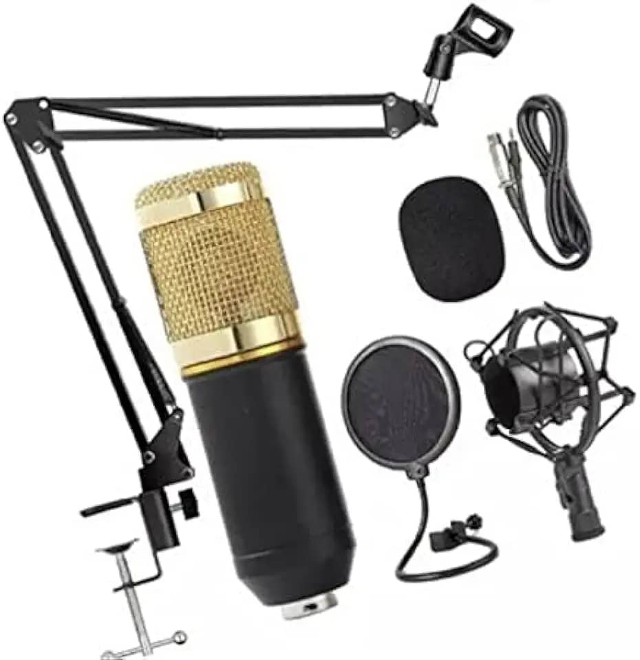 Imports Microfone Condensador Bm800 + Pop Filter + Aranha + Braço Articulado 4051