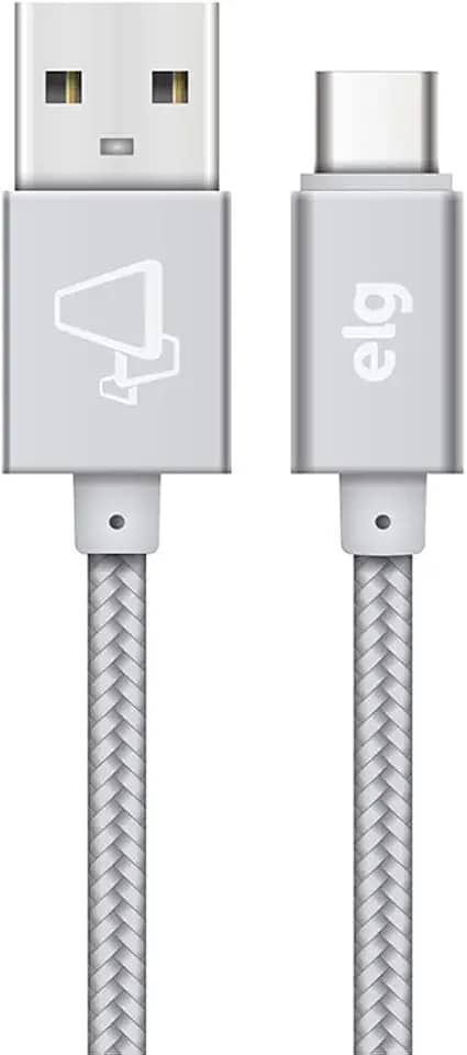 Cabo Nylon Reforçado Usb Tipo-C De Recarga E Sincronização - Prata - Tc10Bs - Elg Pedestais, Elg, Tc10Bs, Prata