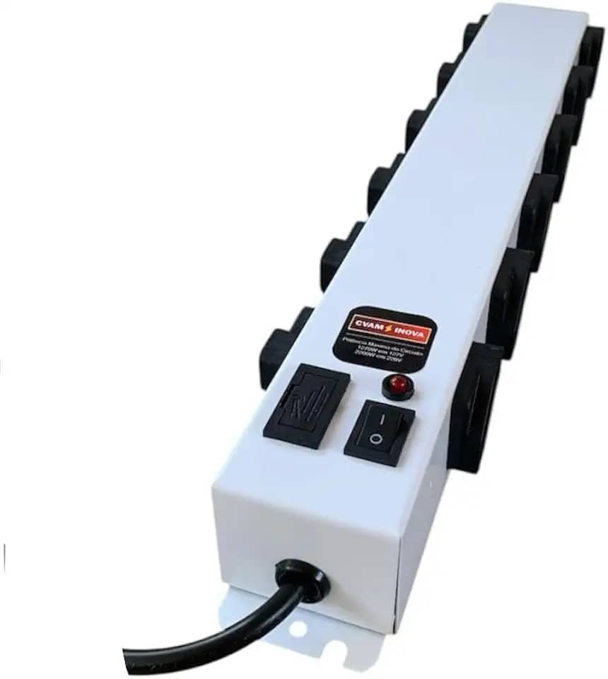 Filtro De Linha Profissional Protetor Eletrônico 12 Tomadas Espaçacadas Extensão Régua Bivolt