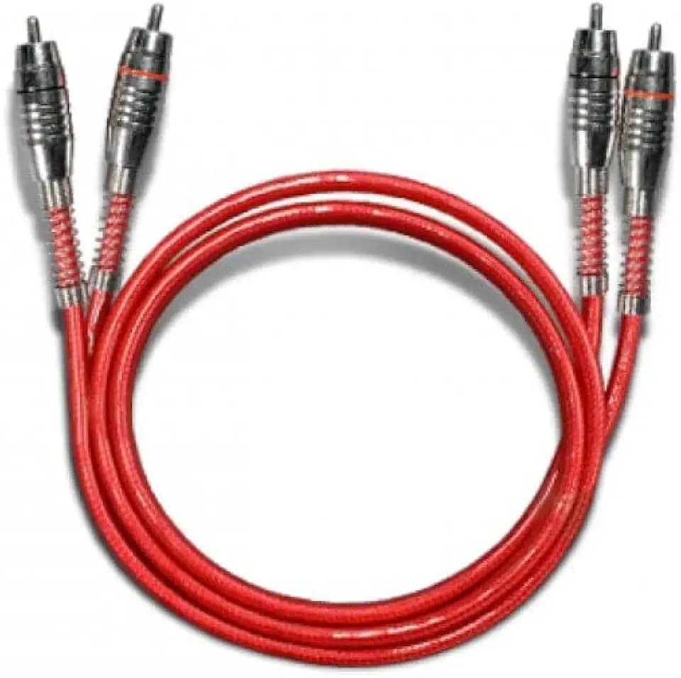 Cabo RCA 1 Metro Stereo Dupla Blindagem Vermelho Plug Prata Stetsom