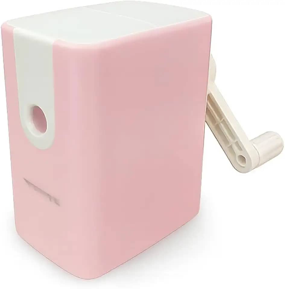 Apontador com Manivela Manual de Mesa Depósito Grande para Escritório Escola e Casa Professores Alunos Alta Precisão e Durabilidade (Rosa)