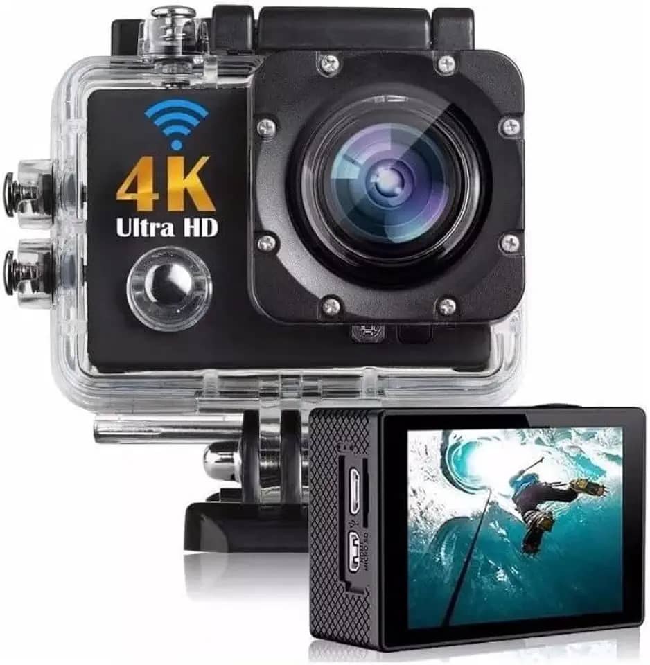 Câmera de Ação 4K Ultra HD | Wi-Fi | e Case à Prova d'Água para Mergulho e Esportes | Grande Angular 170º | Kit Completo com Acessórios | Gravação Full HD 1080p | Foto e Vídeo