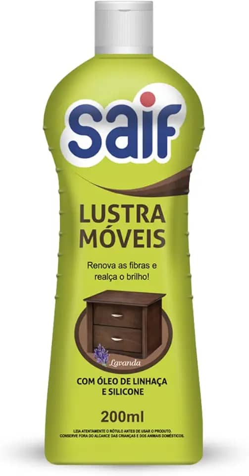 Lustra Móveis Lavanda Saif 200Ml, Saif, Lustra Móveis Com Óleo De Linhaça E Silicone, Amarelo, Renova As Fibras E Realça O Brilho, Facilitando Sua Vida, Maximizando Toda Limpeza