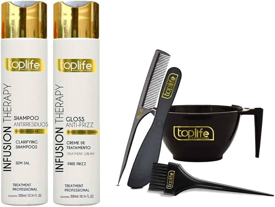 Kit Escova Progressiva Infusion Therapy Toplife Profissional 2x300ml + Kit de Tintura