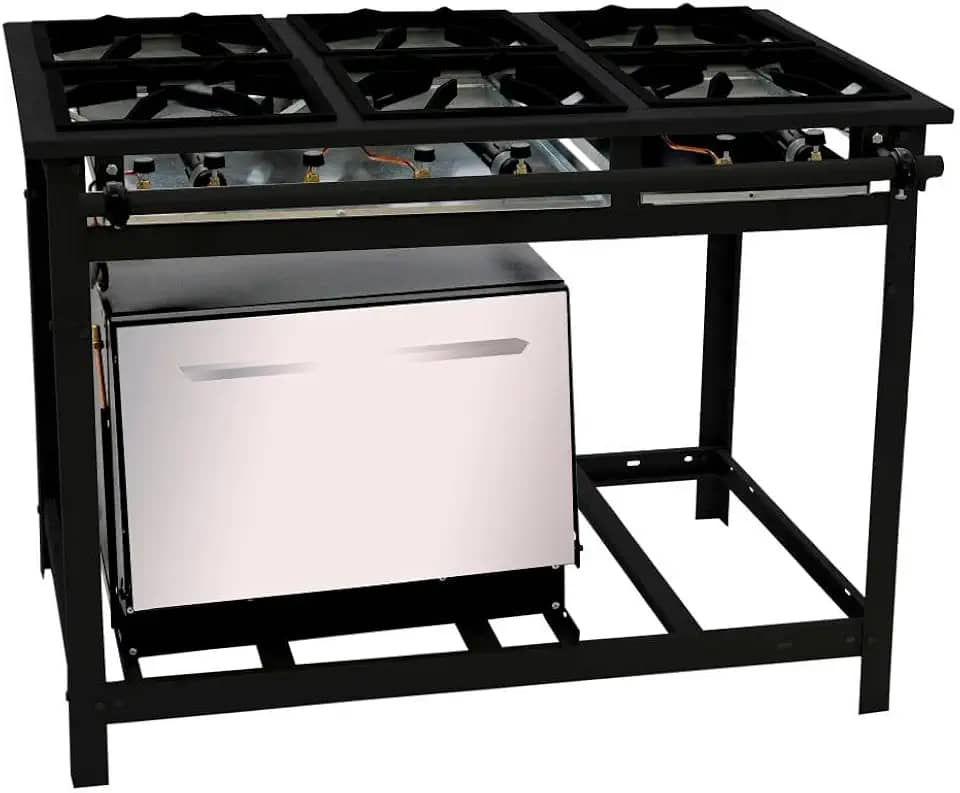 Fogão Industrial A Gás Venâncio 6 Bocas Alta Pressão Com Forno