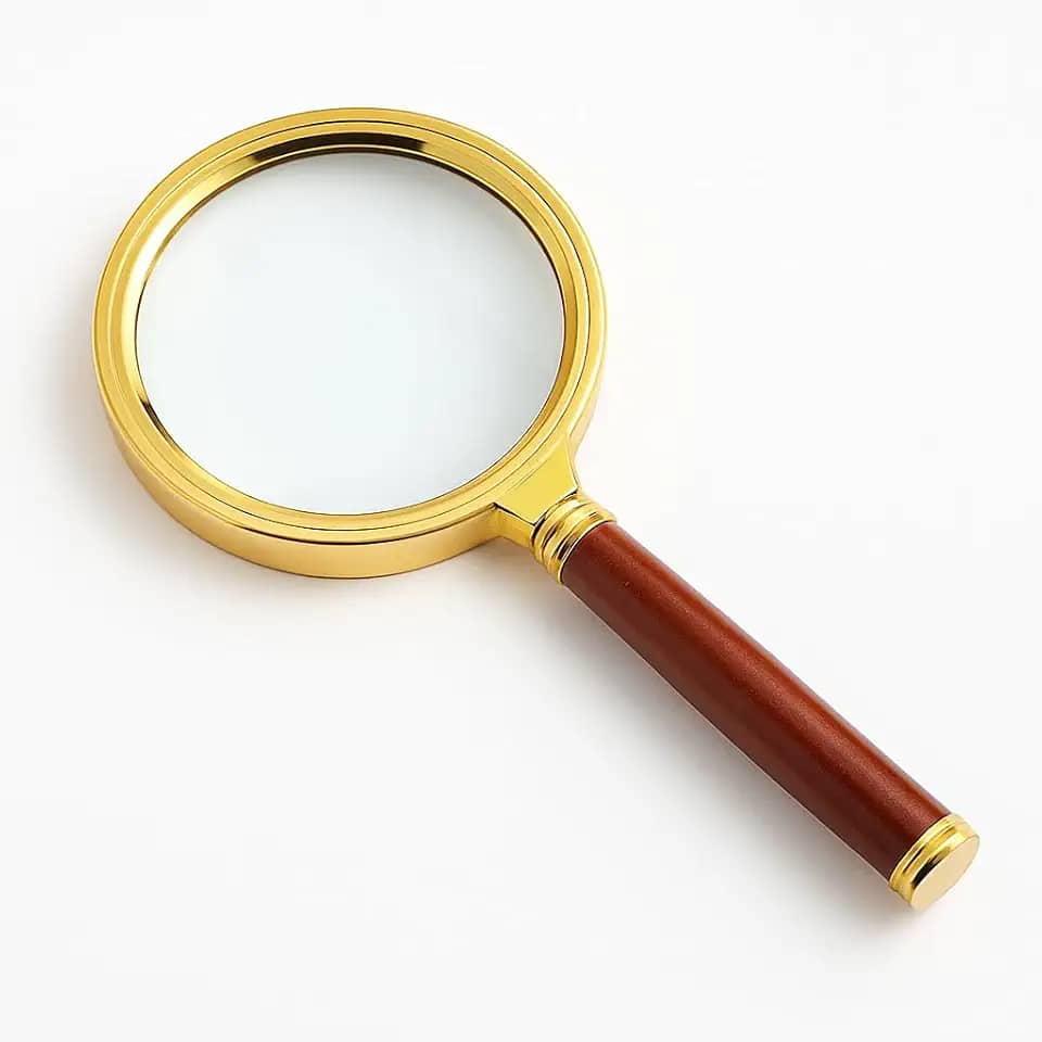 Lupa Lente de Aumento 90mm Potente Zoom De 10x Cabo Ergonomico Lente de Vidro Óptico Real