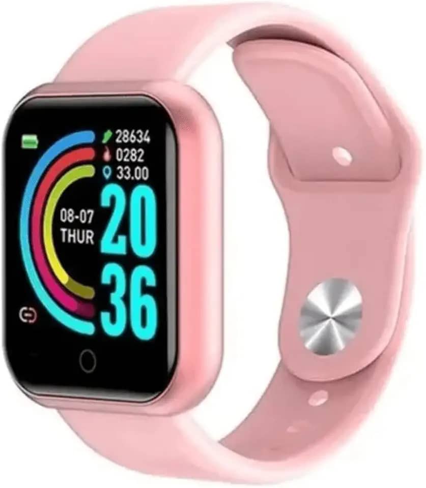 Smartwatch D20/Y68 Notificações Controle de Música Dados corporais Tela de 1,3 Polegadas (Rosa)