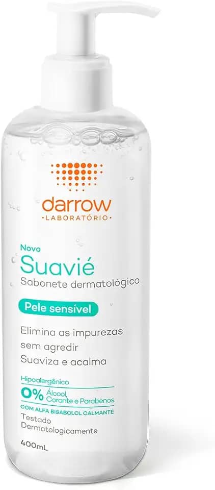 Darrow Suavié Sabonete Líquido Dermatológico com Alfa Bisabolol e Aloe Vera que Limpa Suavemente, Hidrata e Acalma Peles Sensíveis, 400ml