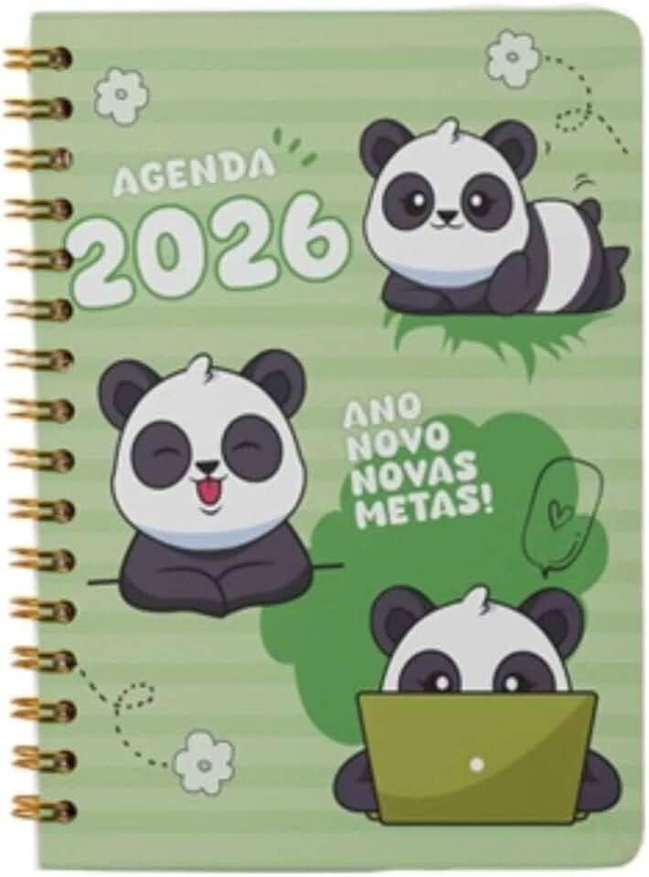 AGENDA 2026 DIÁRIA CAPA DURA ESPIRAL 168 FOLHAS CAPIVARA/ASTROSURF/PANDA/DOG/CAT/LOVE/MINIMAL (Panda Notebook)