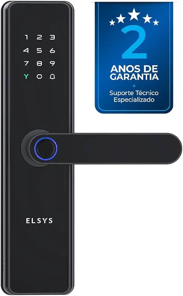 Fechadura Digital de Embutir Wi-Fi com Biometria, Elsys, Blues, Preta - Abertura via Biometria, Senha Numérica e Aplicativo