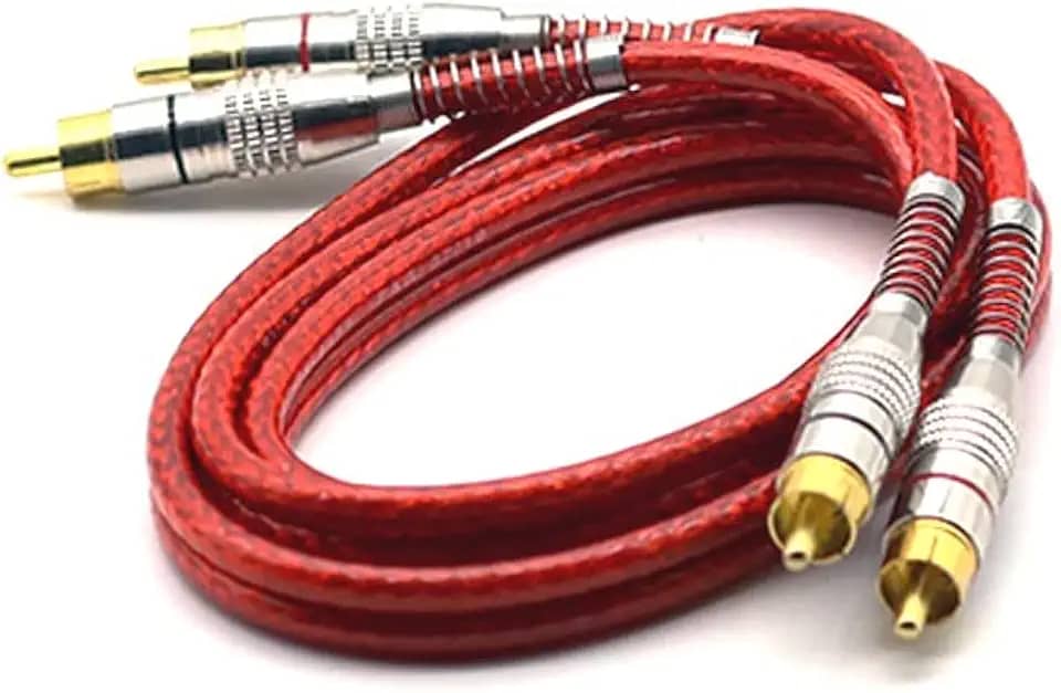 Shielded RCA Cable 1 Meter Automotive Sound Anti-noise Svart Prime Red TechOne Gold Connector