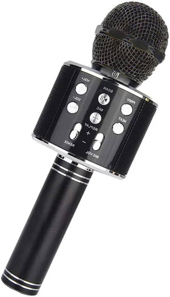 huxspoo Microfone de karaokê Bluetooth sem fio, recarregável para crianças, máquina de karaokê, melhores presentes para crianças e adultos (preto)