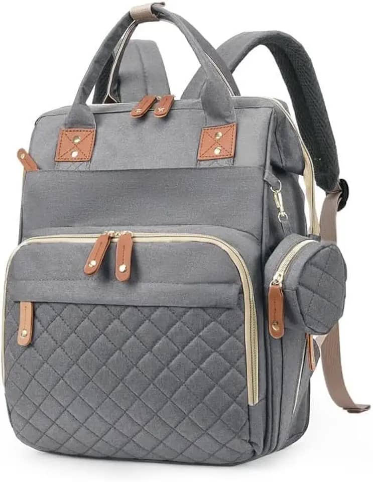 Mochila Maternidade Impermeável Grande Capacidade Bolsa Bebê Unissex com Porta Mamadeira Térmico, Conector USB, Abertura Ampla e Alças Confortáveis para Passeios ou Viagens