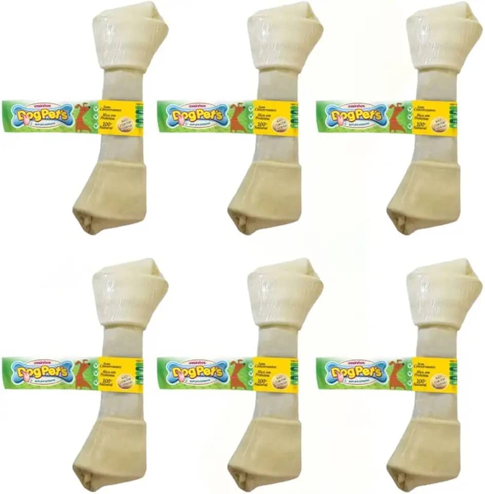 Osso Nó para Cães Ossinho DogPets Natural Medio 6/7 74 - Kit com 6 unidades