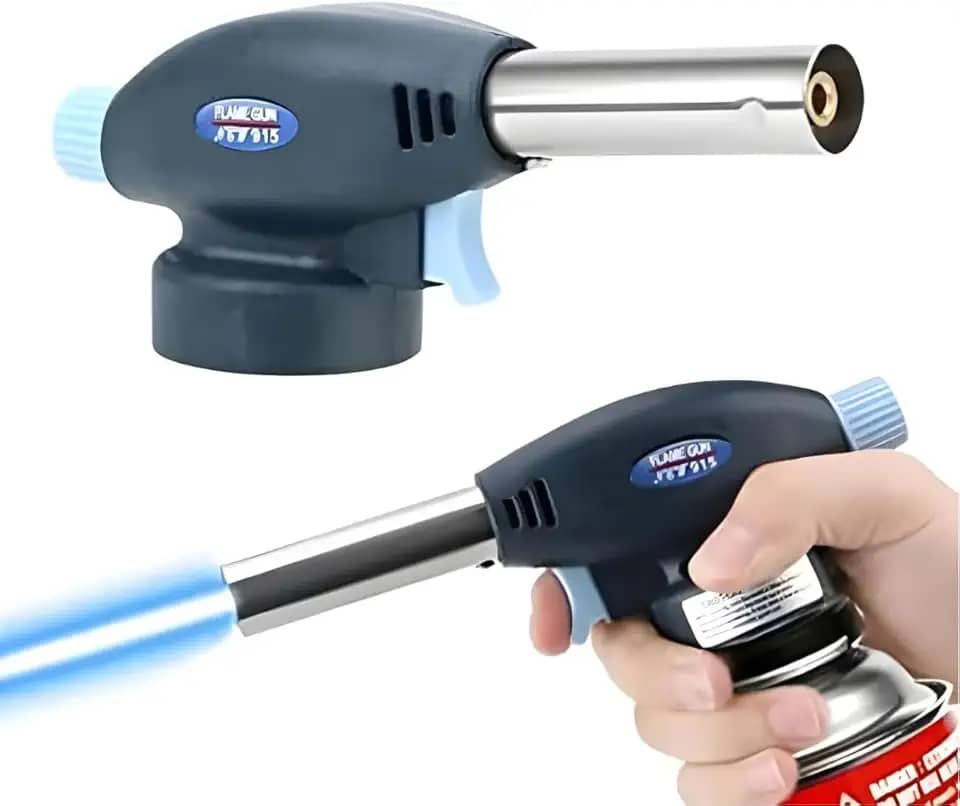 Maçarico Culinário Portátil com Acendimento Automático – Chama Ajustável até 1300°C, Compacto, Seguro e Recarregável com Gás Butano, Ideal para Flambar, Gratinar e Caramelizar