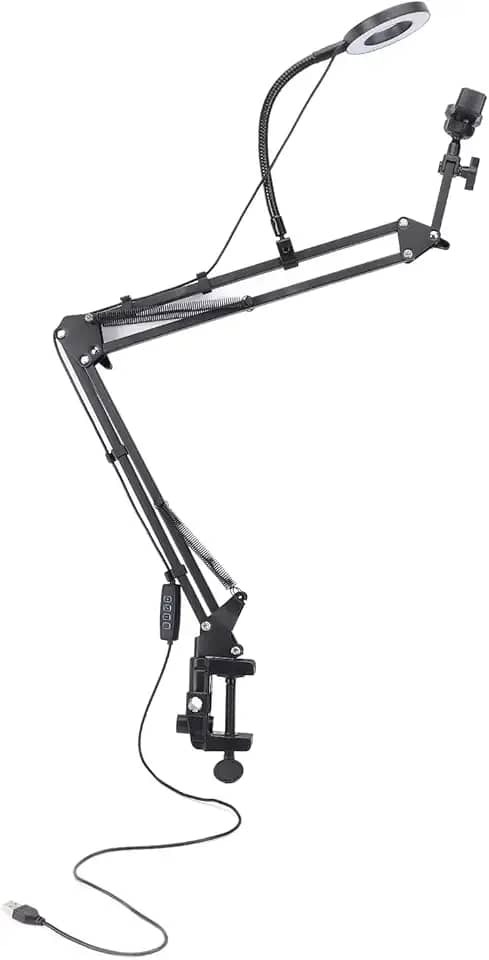 Luz do Anel Selfie Com Suporte de Telefone, Suporte de Braço Articulante Flexível, Suporte de Câmera No Alto Com Luz de Anel para Extensões de Cílios, Tratamentos de Beleza,