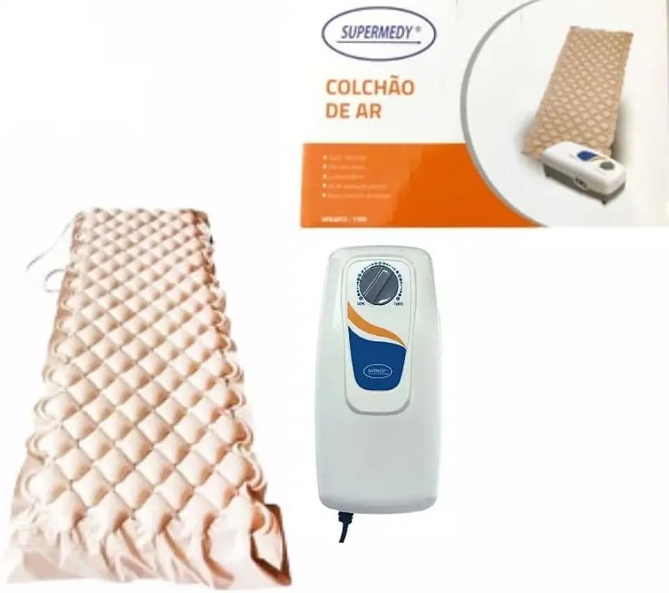SUPERMEDY Colchão Pneumático Air Plus 130kg Anti Escaras 110V - Bege - Tamanho Rainha - Pneumático Hospitalar e Domiciliar