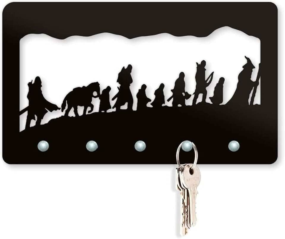 Beek Geek's Stuff Porta Chaves Jornada Terra Média, decoração Geek, tamanho 21x12cm, cor preta