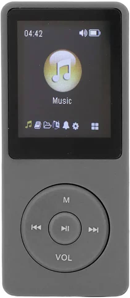 Leitor de MP4 – reprodutor de música LCD de 1,8 polegadas, alto-falante HD embutido, mini reprodutor de música portátil, ideal para esportes, fones de ouvido incluídos, fácil de carregar suporte de até 32 GB (preto)
