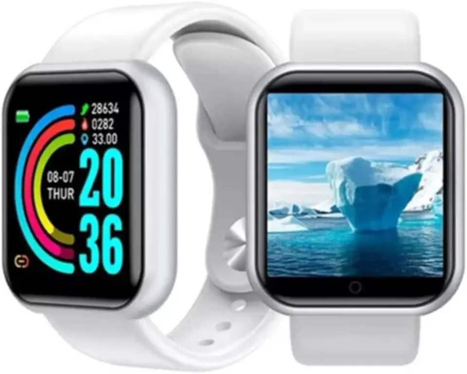 Smartwatch D20/Y68 Notificações Controle de Música Dados corporais Tela de 1,3 Polegadas (Branco)