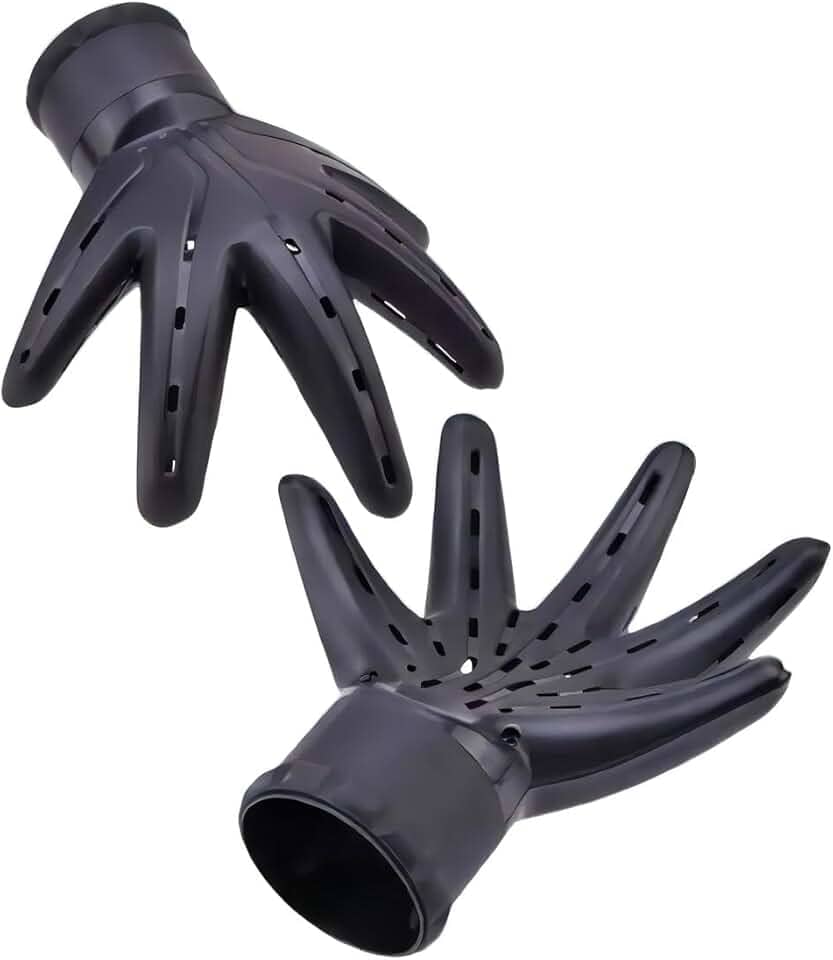 Difusor de Cabelo em Forma de Mão Profissional | Acessório Universal para Secador, Reduz Frizz e Define Cachos | Ideal para Cabelos Encaracolados ou Ondulados (Preto)