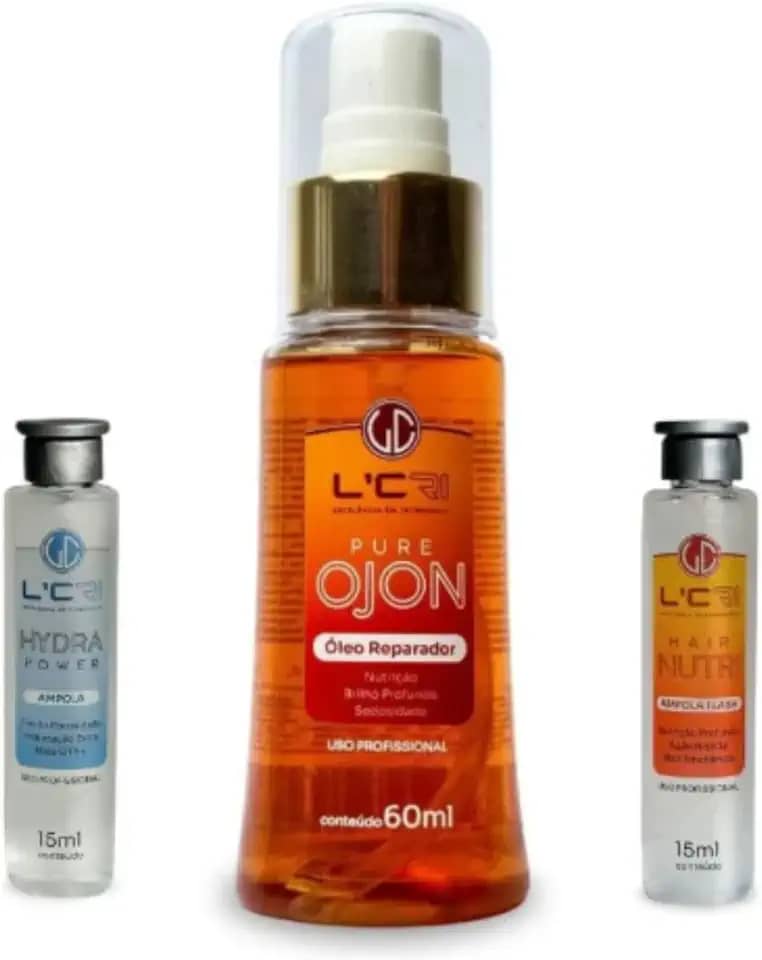 Óleo Puro de Ojon 60ml + Ampolas Hydra e Nutri 15ml - Hidratação Intensa, Reparação e Brilho para Cabelos Secos e Danificados