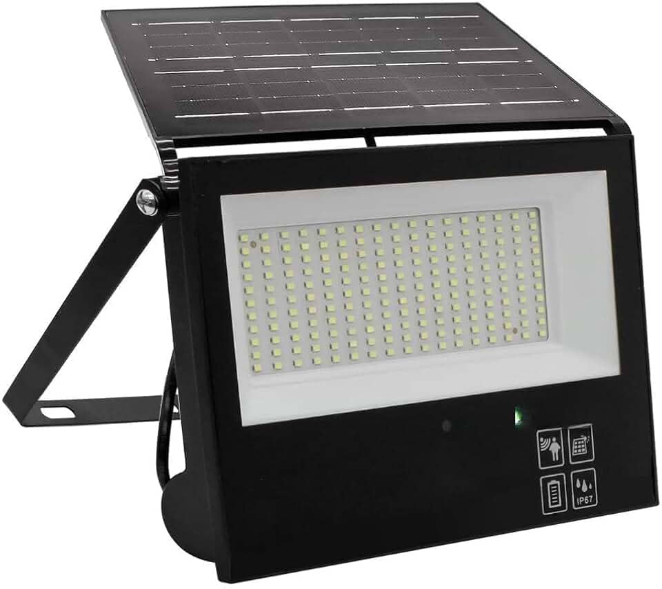 Luminária Refletor LED Solar 200W Placa Dobrável Holofote Com Controle Super Potente A Prova D'Agua Branco Frio 6500K Marca GP LUMOS