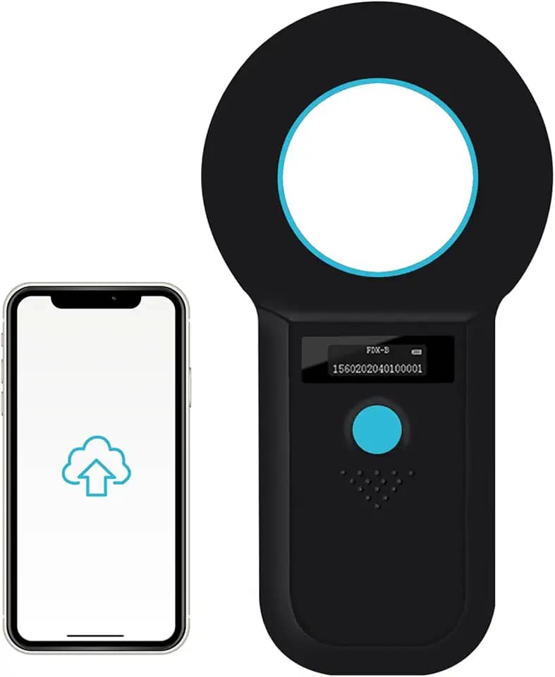 Smoostart Scanner de microchip Bluetooth, aumento de 1000 registros de armazenamento enorme de dados para PC e celular, distância de digitalização e aumento de velocidade, compatível com microchips