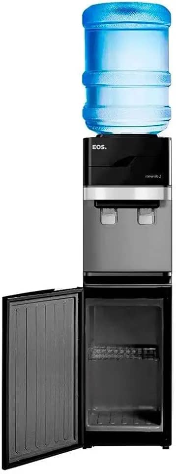 Bebedouro de Coluna para Garrafão com Armário Eos Mineralle Compressor Preto Ebc01pca 220v
