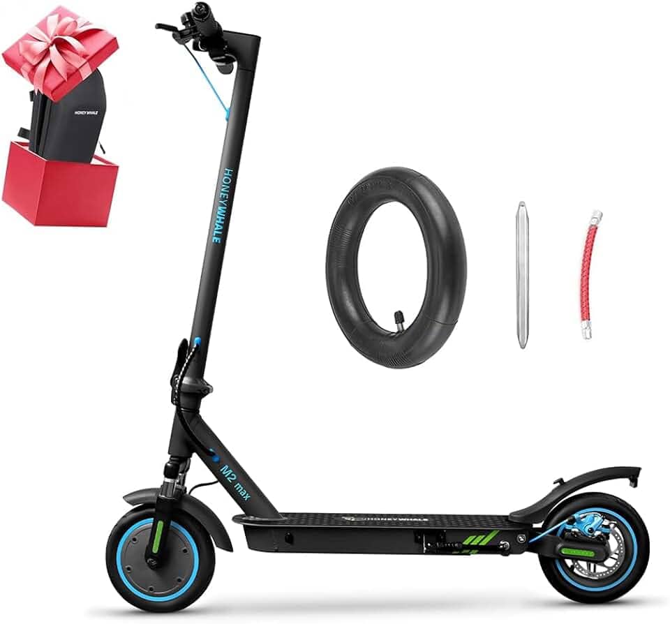 HONEYWHALE M2 MAX Patinete Elétrico Adulto, 500W Scooter Eletrica com Sistema de Suspensão Dupla, Velocidade Máxima de 32KM/H, Autonomia de 22KM, Patinete Juvenil Dobrável com Aplicativo Bluetooth