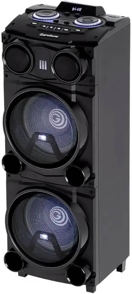 TORRE DE SOM BLACK BASS BLUETOOTH 2xWOOFERS 12" Gradiente GDB12M 1800W Bivolt