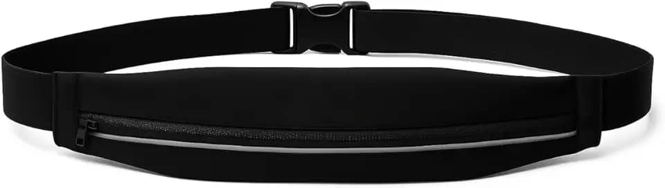 Pochete Esportiva Run Flat para Corrrida Unissex - Faixa Refletiva Noturna, Cinto Ajustável até 120cm, Impermeável, Esportiva, Corrida, Bike e Treino, Leve,Compacta e Discreta - Qualidade Premium