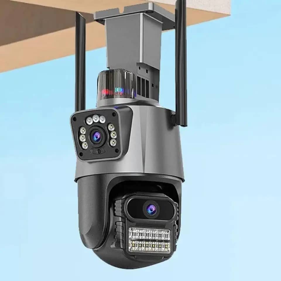Camera Segurança Externa Lente Dupla 4K, 6MP, WiFi 360° com Visão Noturna Colorida,Sirene Policial, Rastreamento de Movimento, IP66 à Prova d’Água, Monitoramento Residencial e Comercial.