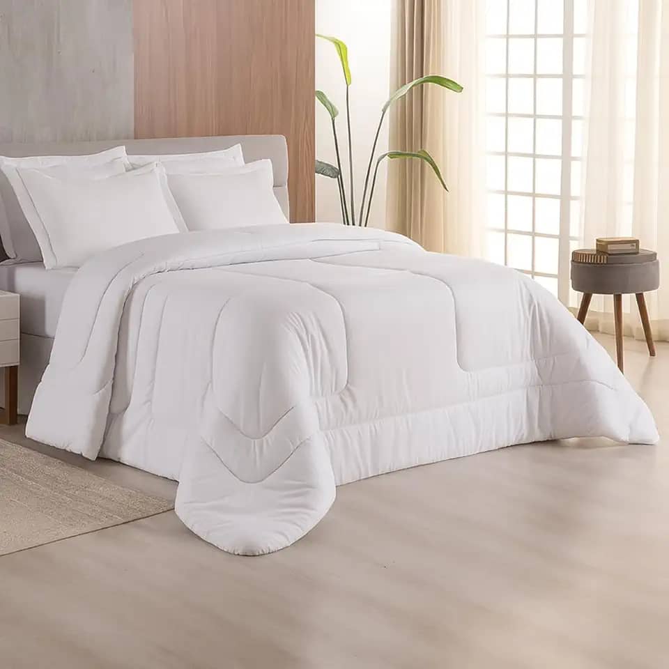 Edredom Casal 400 Fios Dupla Face Matelado Toque Acetinado 01 Peça Branco