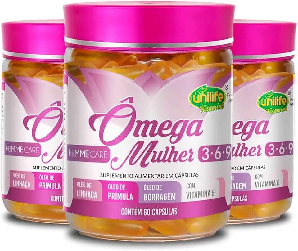 Kit 3 Ômega 3,6 e 9 mulher 1000mg Unilife 60 cápsulas