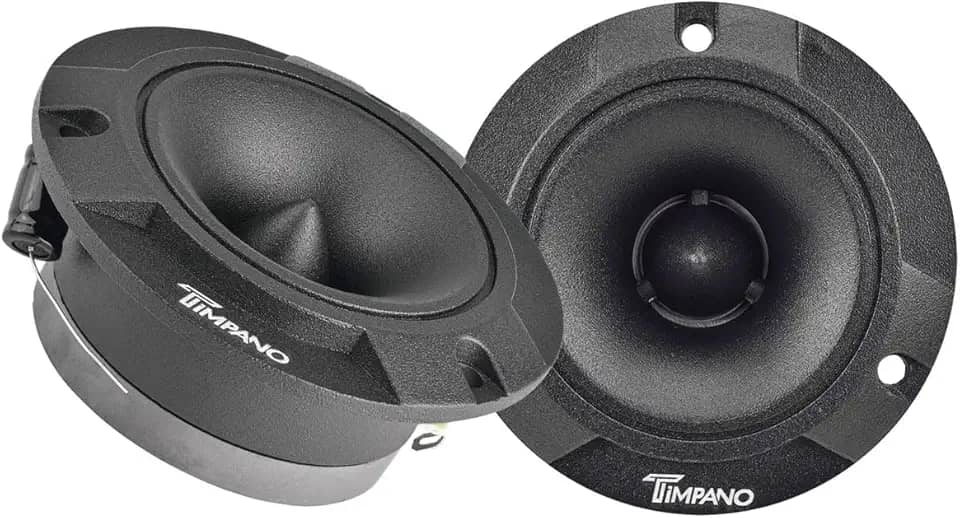Timpano TPT-ST2 Supertweeter preto fino, 600 Watts 4 Ohm, 105 dB, bobina de voz de 2,5 cm, sistema de som profissional de 3,9 polegadas (par)