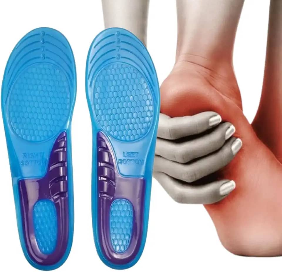 Palmilha Ortopédica Gel para Dor nos Pés, Fascite Plantar, Esporão de Calcâneo, Joelhos e Costas – Conforto Diário, Absorção de Impactos e Uso Esportivo - Palmilha de Silicone - LealShop