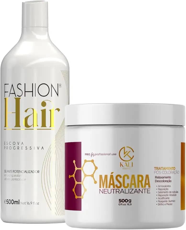 Kit Escova Progressiva Fashion Hair 500ml + Mascara Neutralizante 500g