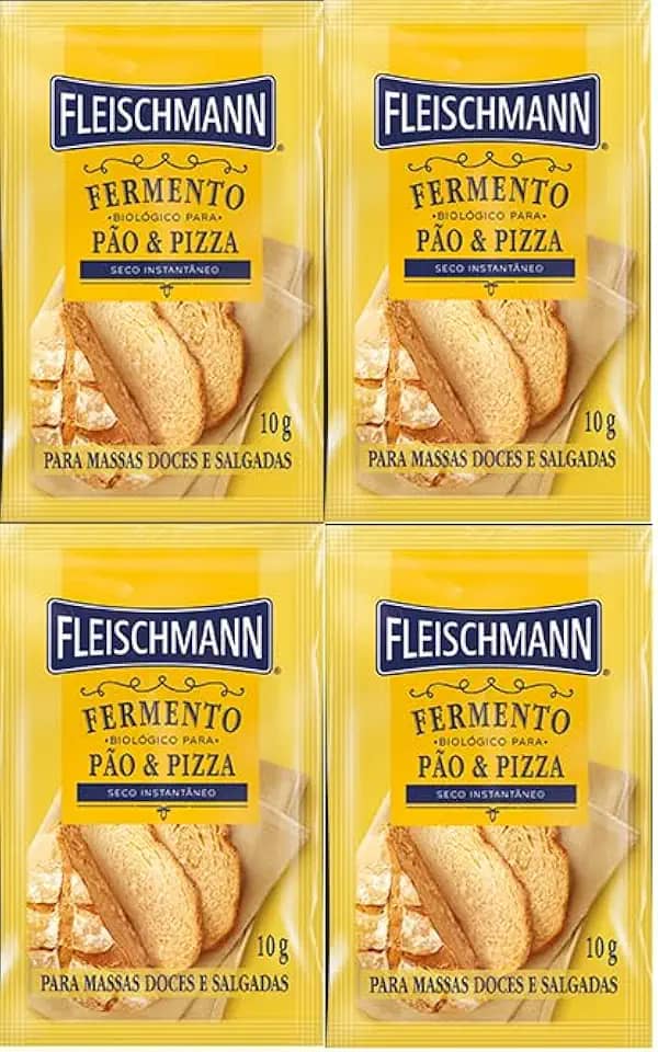 Kit 4 Fermento Biológico Pão e Pizza Seco Fleischmann 10g