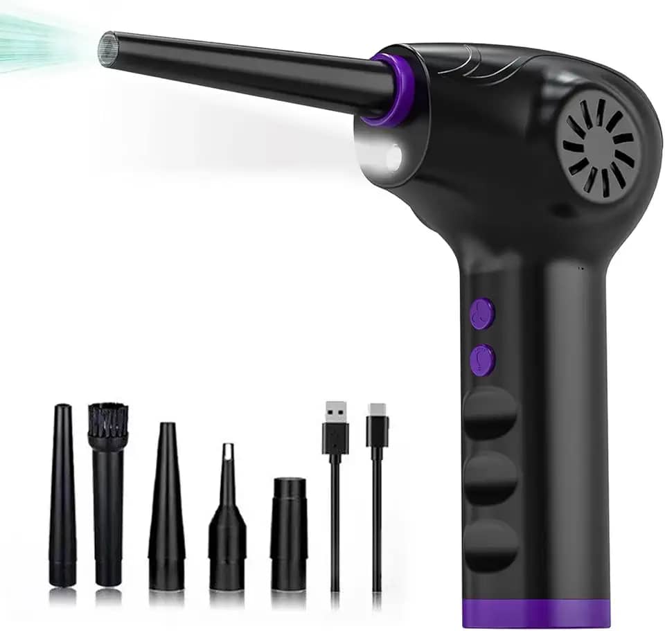 Soprador Para Limpeza Portátil Alta potência longa duração da bateria Soprador Ar Elétrico Turbo Sem Fio 60000 RPM pó Portátil para Teclado/Piano/Carro Doméstico Remoção de Poeira e Remoção de ácaros