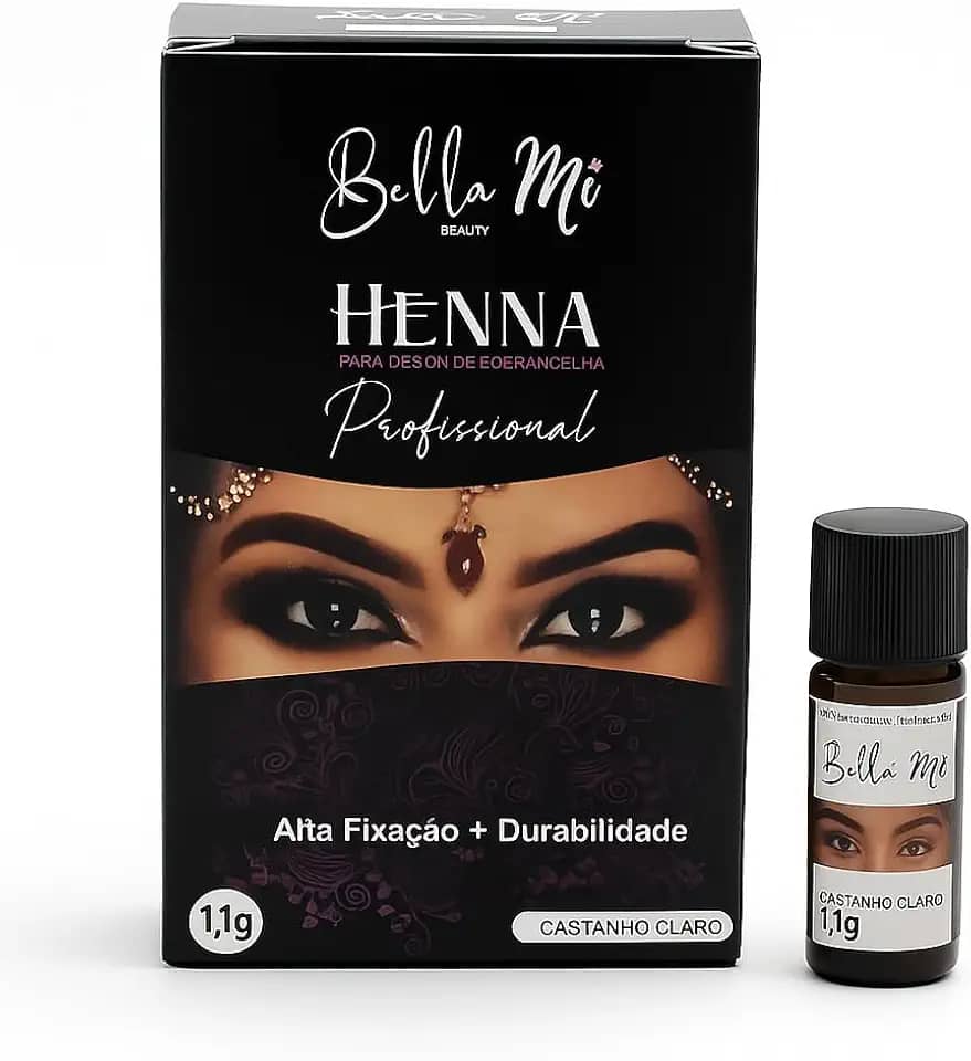 Henna para Sobrancelhas Bella Mi – Definição, Preenchimento e Durabilidade Profissional (Castanho Claro)