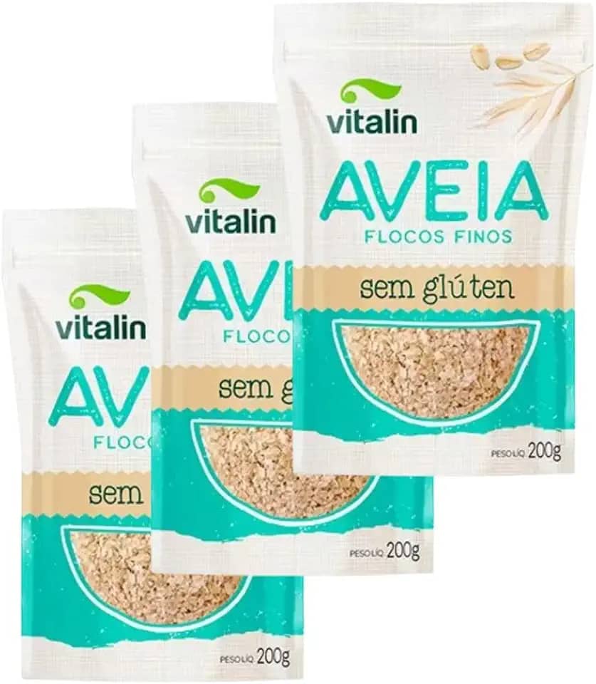 Aveia Sem Glúten em Flocos Finos Vitalin, 200g