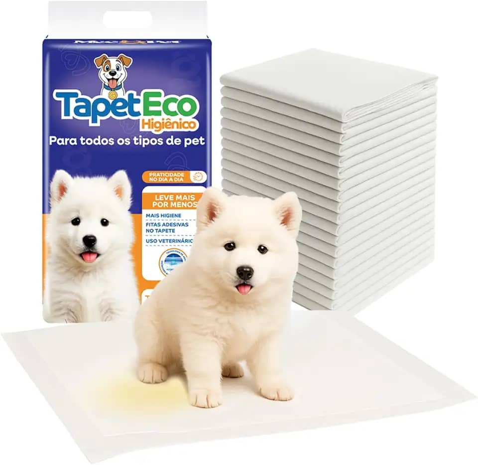 Tapete Higiênico para Cachorro Pet Cães 50 Unidades 60x60 Com Fitas Adesivas Antivazamentos Ultra Absorção 6 Camadas Anti Odores TapetEco Mec G Pet