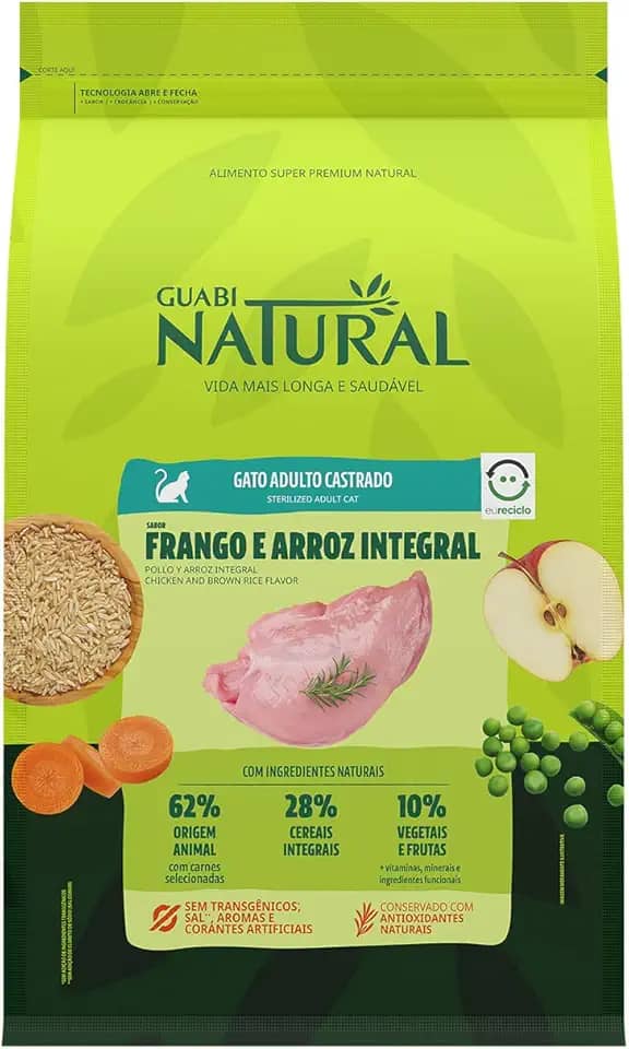 GUABI NATURAL GATO CASTRADO FRANGO E ARROZ 1,5kg