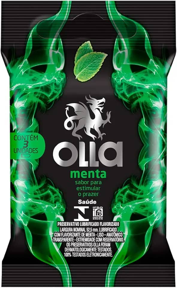 Olla Preservativo Camisinha Sabor Menta - 3 Unidades 3Un Pacote De 3
